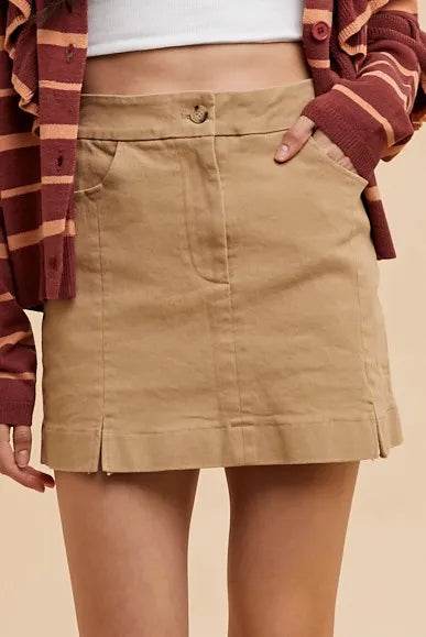 Annie Wear Comfort Stretch Cotton Slit Detailed Mini Skirt - Shop Style & More | Fresh Looks, Everyday Deals & Free Shipping