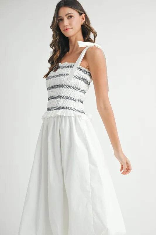 MABLE Smocked Bodice Bubble Midi Dress - Shop Style & More | Fresh Looks, Everyday Deals & Free Shipping