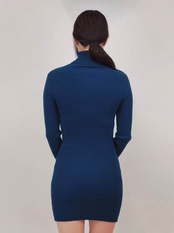 Ribbed Turtleneck Long Sleeve Slim Fit Mini Dress - Shop Style & More | Fresh Looks, Everyday Deals & Free Shipping