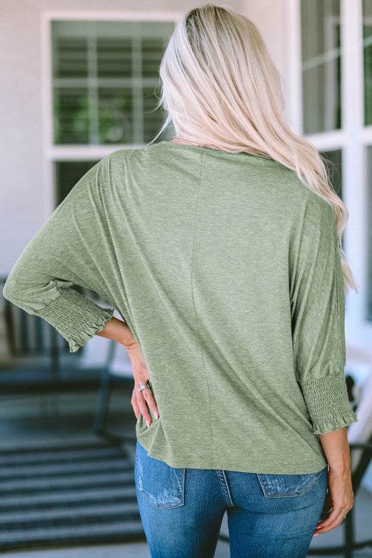 Dani Smocked 3/4 Sleeve Casual Loose Top - Shop Style & More | Fresh Looks, Everyday Deals & Free Shipping