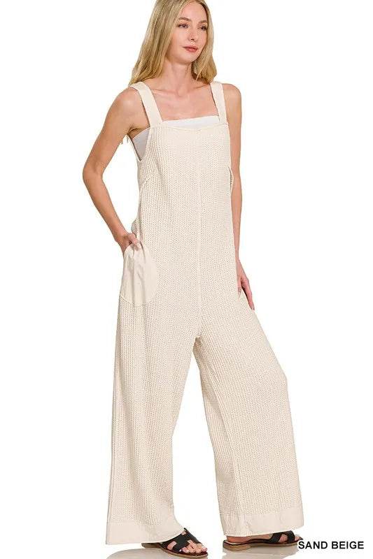 Zenana Knit Waffle Wide Leg Overalls - Shop Style & More | Fresh Looks, Everyday Deals & Free Shipping