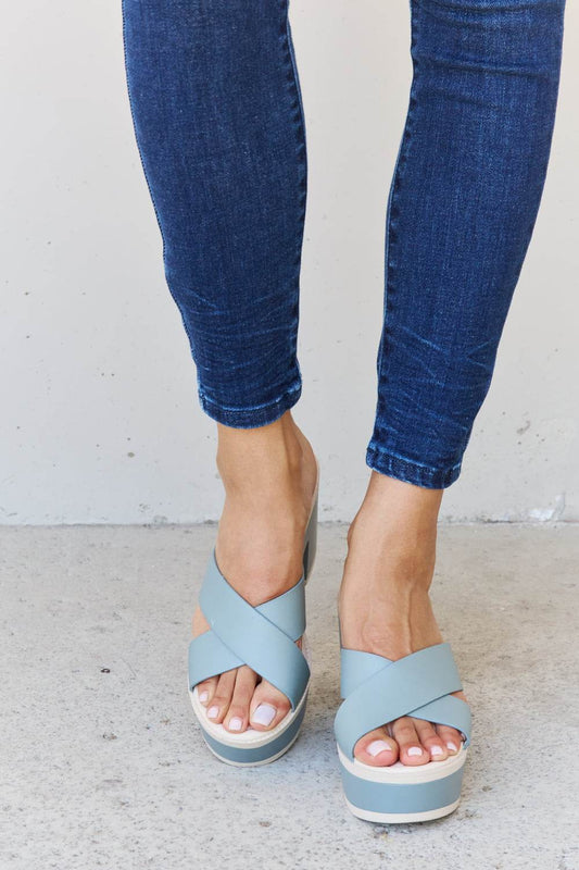 Weeboo Cherish The Moments Contrast Platform Sandals in Misty Blue - Shop Style & More | Fresh Looks, Everyday Deals & Free Shipping