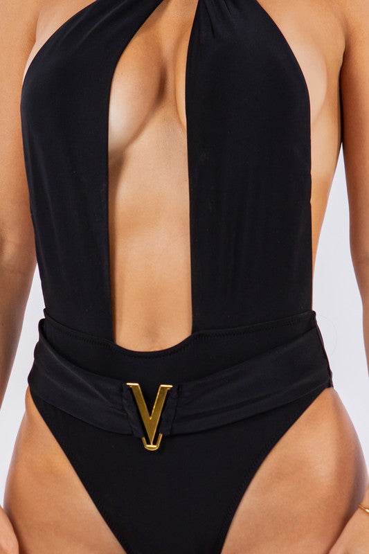 ONE PIECE BATHING SUIT DEEP OPEN WITH BELT ON WAIS - Shop Style & More | Fresh Looks, Everyday Deals & Free Shipping