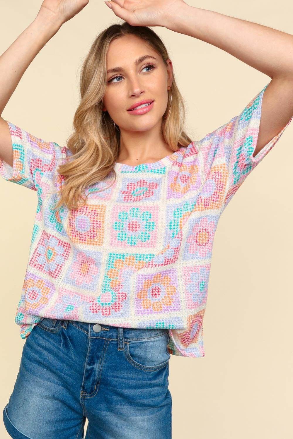 Haptics Flower Print Round Neck Short Sleeve T-Shirt - Shop Style & More | Fresh Looks, Everyday Deals & Free Shipping
