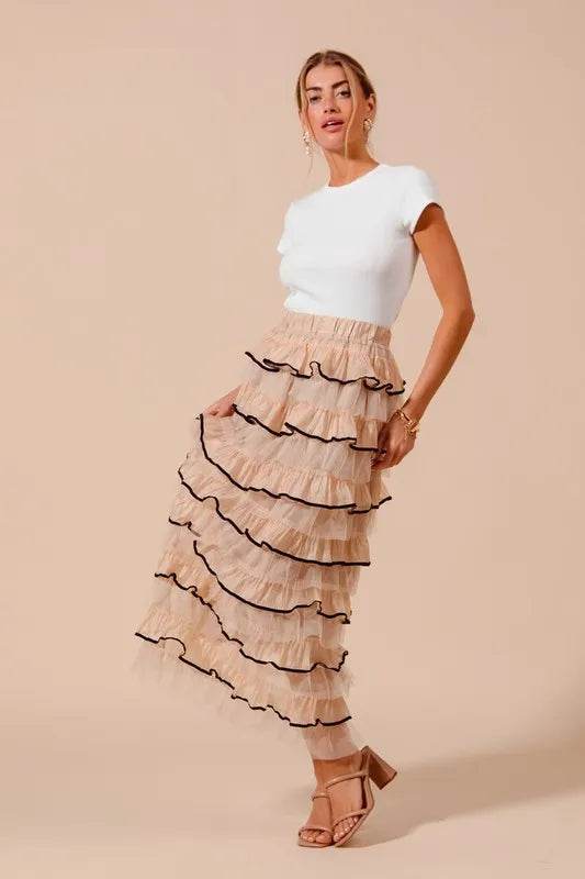 SO ME Layered Ruffled Tulle Maxi Skirt - Shop Style & More | Fresh Looks, Everyday Deals & Free Shipping