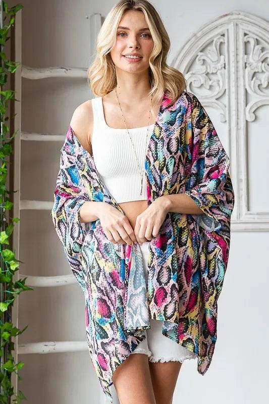 Heimish Full Size Multi Color Snake Open Cardigan Plus Size - Shop Style & More | Fresh Looks, Everyday Deals & Free Shipping