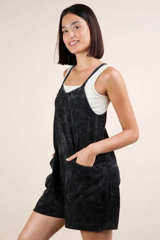 VERY J Plus Size Mineral Washed Sleeveless Knit Romper - Shop Style & More | Fresh Looks, Everyday Deals & Free Shipping