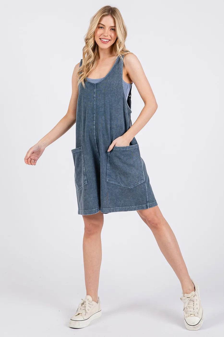 Mittoshop Low Scoop Neck Tank Washed French Terry Romper - Shop Style & More | Fresh Looks, Everyday Deals & Free Shipping
