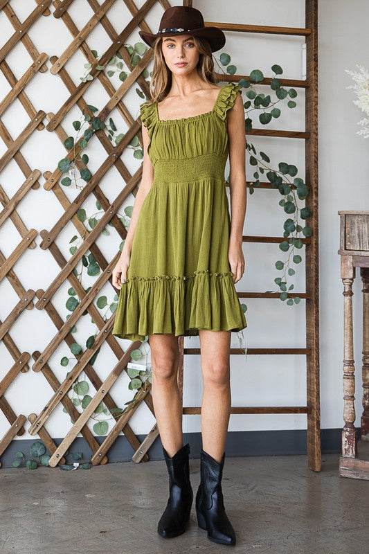 Ruched waist ruffled sleeveless dress - Shop Style & More | Fresh Looks, Everyday Deals & Free Shipping