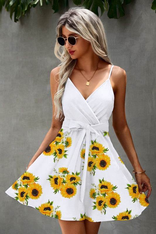 Floral V Neck Spaghetti Strap Belted Cami Dress - Shop Style & More | Fresh Looks, Everyday Deals & Free Shipping
