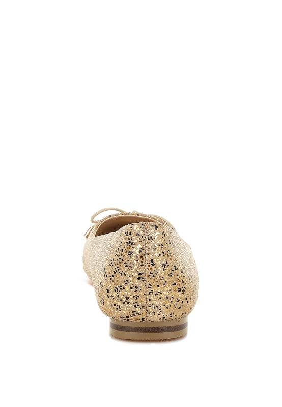 Apollon Bow Detail Foil Print Suede Ballerinas - Shop Style & More | Fresh Looks, Everyday Deals & Free Shipping