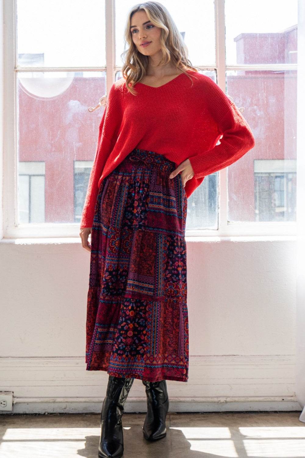 ODDI Full Size Printed Tiered Maxi Skirt - Shop Style & More | Fresh Looks, Everyday Deals & Free Shipping
