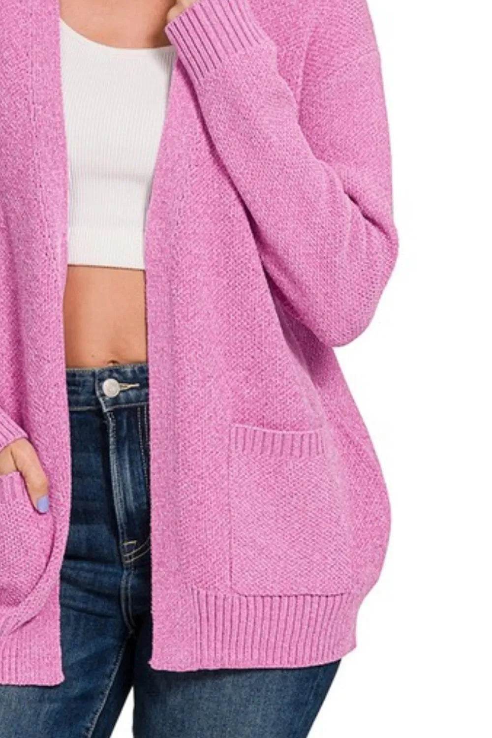 Zenana Melange Open Front Sweater Cardigan - Shop Style & More | Fresh Looks, Everyday Deals & Free Shipping