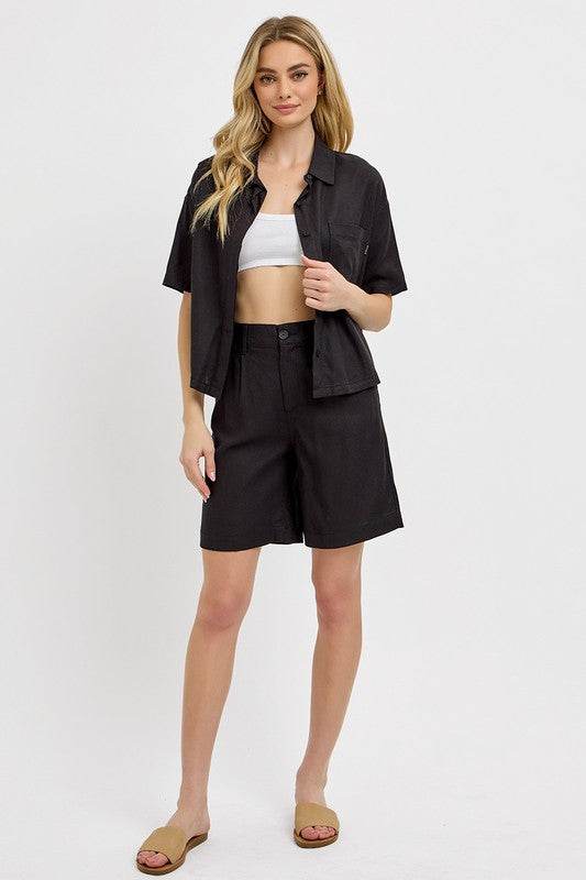 RISEN High Rise Pleated Front Shorts - Shop Style & More | Fresh Looks, Everyday Deals & Free Shipping