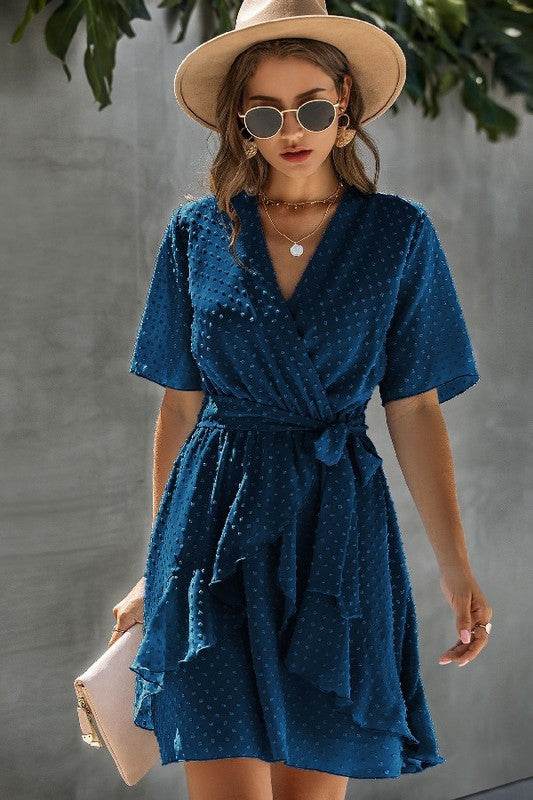 V Neck Ruffled Hem Wrap Dress - Shop Style & More | Fresh Looks, Everyday Deals & Free Shipping