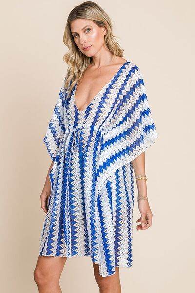 Cotton Bleu Cover-Up by Nu Lab Tied Striped Plunge Half Sleeve - Shop Style & More | Fresh Looks, Everyday Deals & Free Shipping