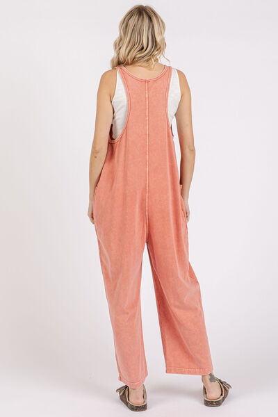 Mittoshop Scoop Neck Wide Leg Overalls Jumpsuits