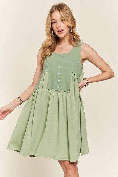 ADORA Decorative Button Sleeveless Babydoll Dress - Shop Style & More | Fresh Looks, Everyday Deals & Free Shipping