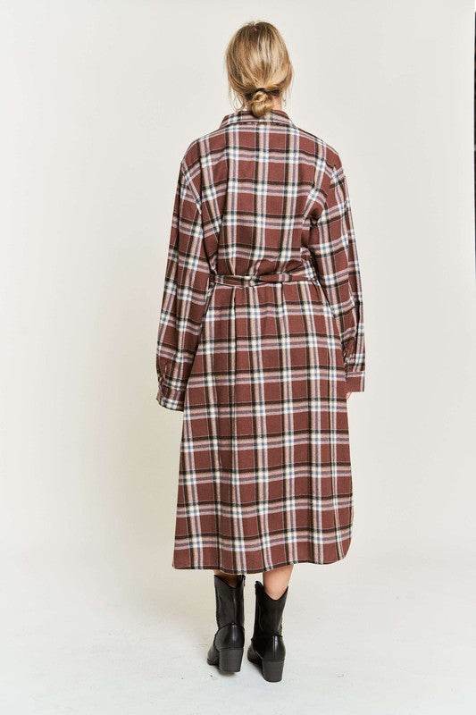 PLAID PRINT COLLAR LONG SHIRT DRESS PLUS - Shop Style & More | Fresh Looks, Everyday Deals & Free Shipping