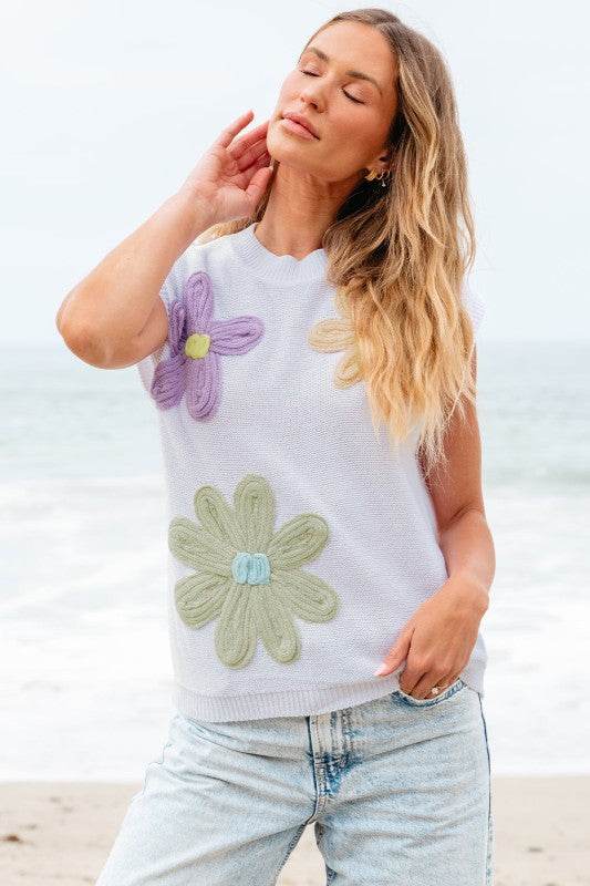 Hannah Crochet Flower Knit Short Sleeve Sweater To - Shop Style & More | Fresh Looks, Everyday Deals & Free Shipping