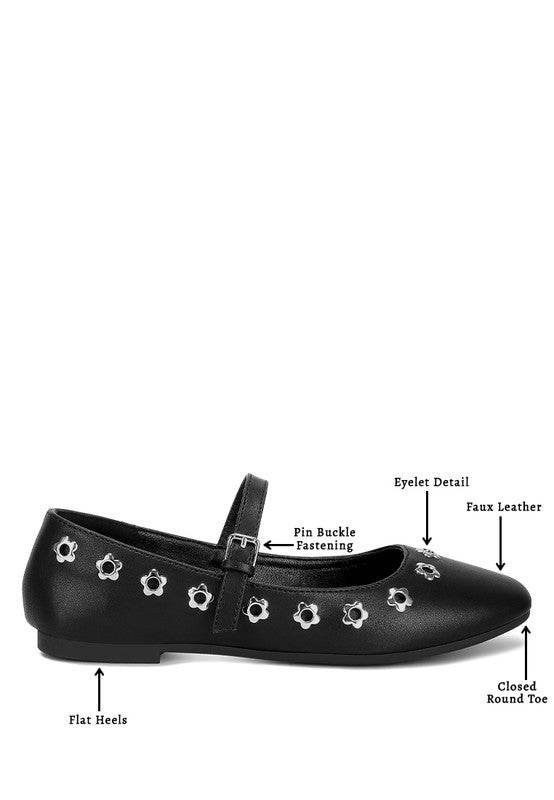 Tanzer Floral Eyelet Strapped Ballerinas - Shop Style & More | Fresh Looks, Everyday Deals & Free Shipping
