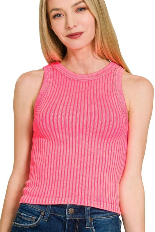 Zenana Ribbed Washed Seamless Tank Top - Shop Style & More | Fresh Looks, Everyday Deals & Free Shipping