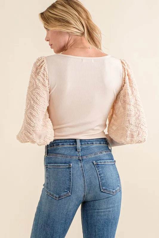 And The Why Textured Puff Sleeve Bodysuit - Shop Style & More | Fresh Looks, Everyday Deals & Free Shipping