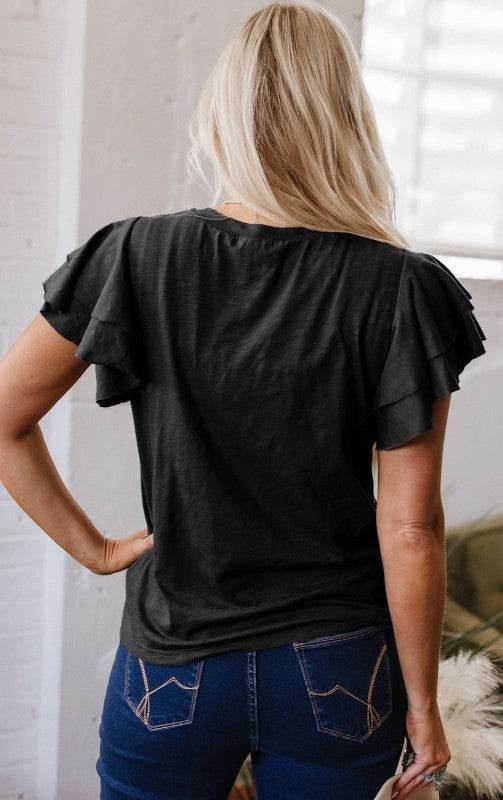 Yasmin Layered Ruffle Short Sleeve Top - Shop Style & More | Fresh Looks, Everyday Deals & Free Shipping