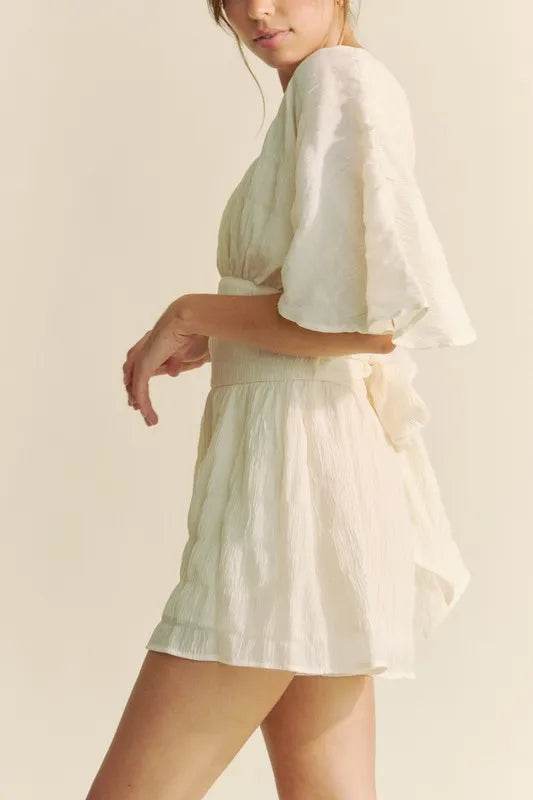 Davi & Dani Batwing Sleeve Waist Belt Romper - Shop Style & More | Fresh Looks, Everyday Deals & Free Shipping