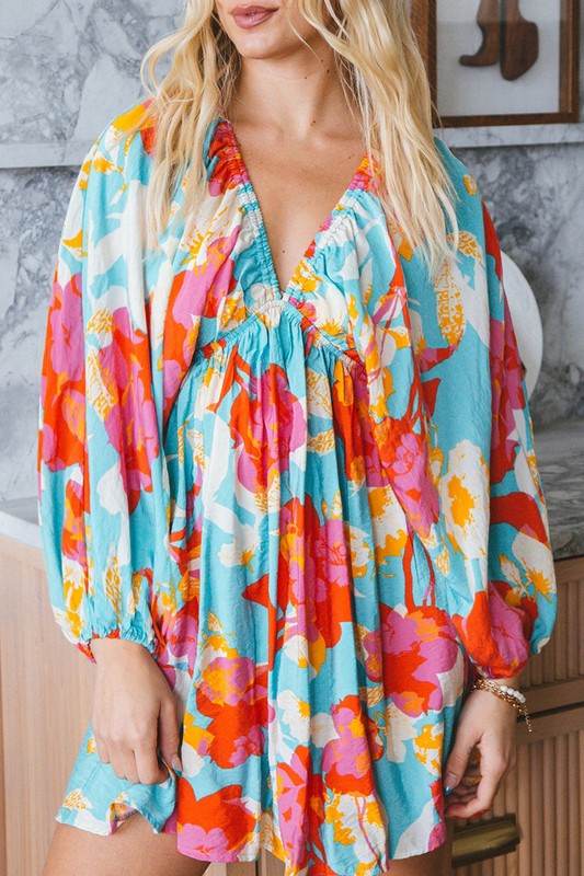 Floral Bracelet Sleeve Empire Waist Mini Dress - Shop Style & More | Fresh Looks, Everyday Deals & Free Shipping