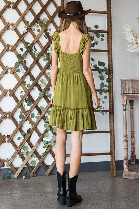 Ruched waist ruffled sleeveless dress - Shop Style & More | Fresh Looks, Everyday Deals & Free Shipping