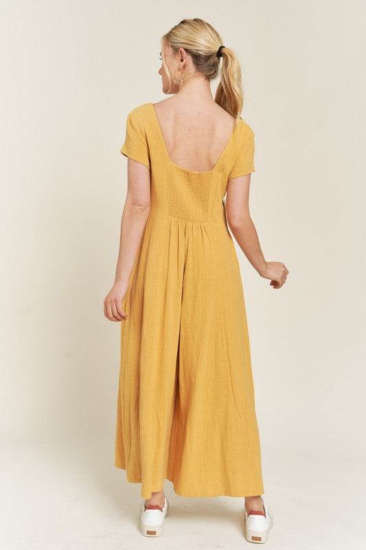 LINEN BUTTON DOWN JUMPSUIT - Shop Style & More | Fresh Looks, Everyday Deals & Free Shipping