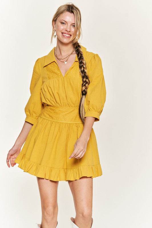 Eyelet detail 3/4 sleeve shortdress PLUS JBJ1091P - Shop Style & More | Fresh Looks, Everyday Deals & Free Shipping