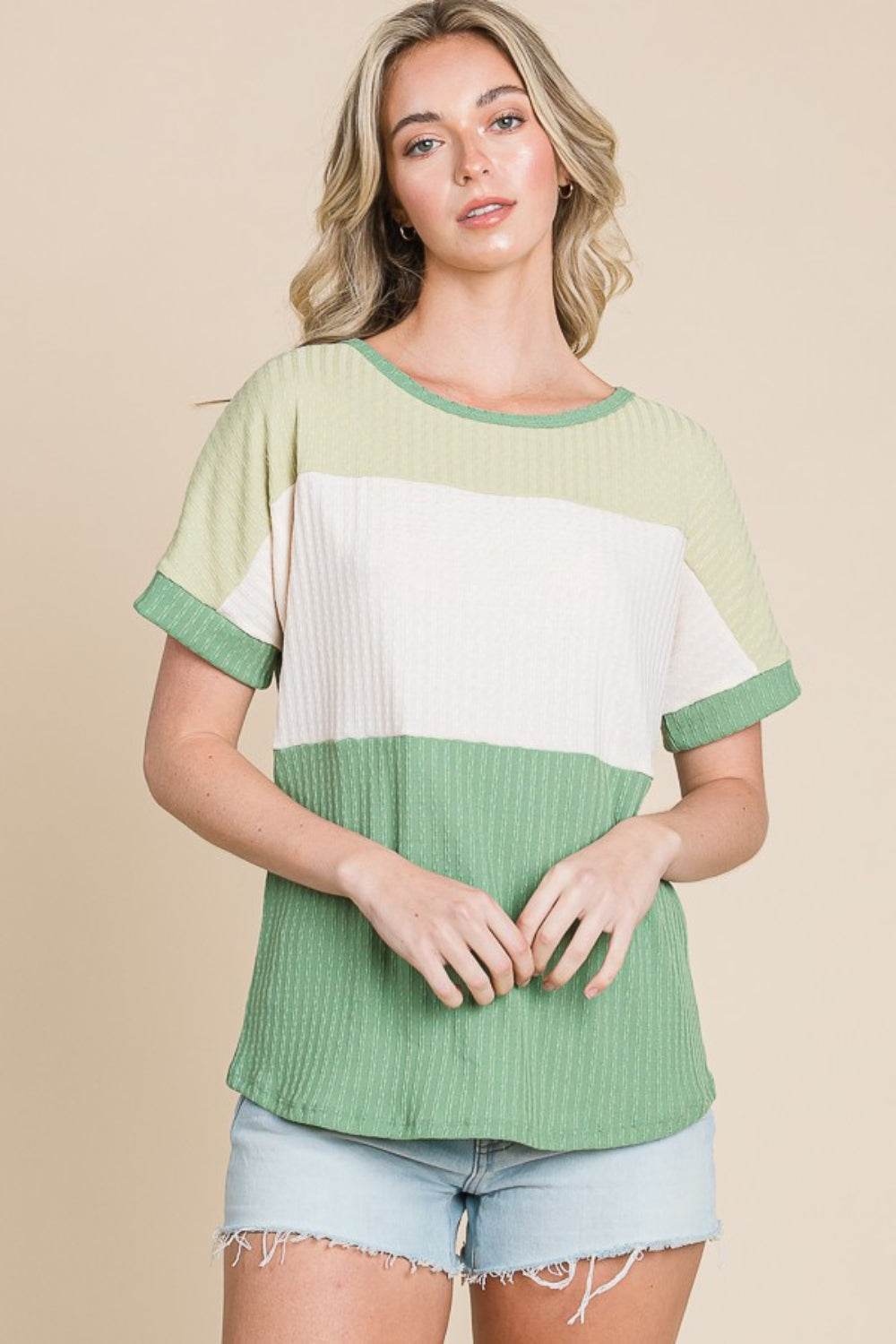 BOMBOM Color Block Short Sleeve T-Shirt - Shop Style & More | Fresh Looks, Everyday Deals & Free Shipping
