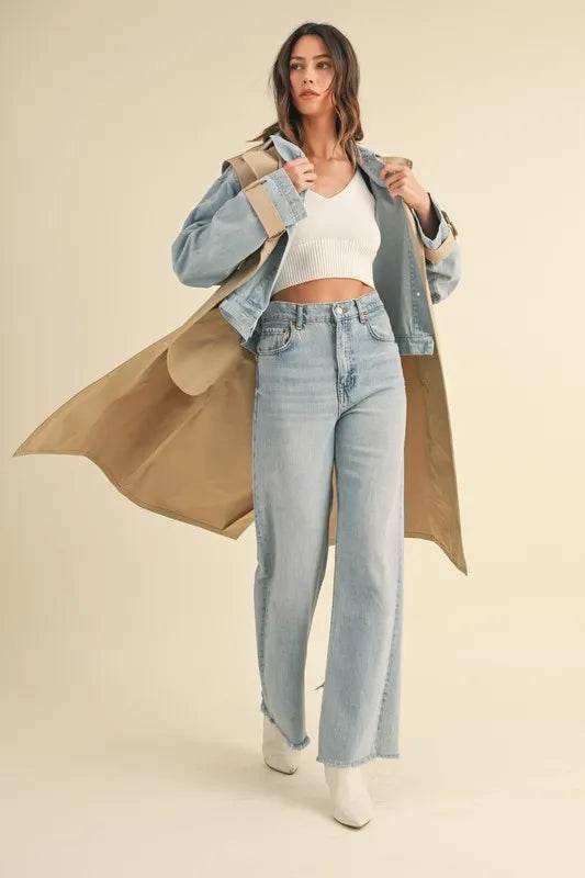 MABLE Layered Look Trench Coat With Denim Jacket - Shop Style & More | Fresh Looks, Everyday Deals & Free Shipping