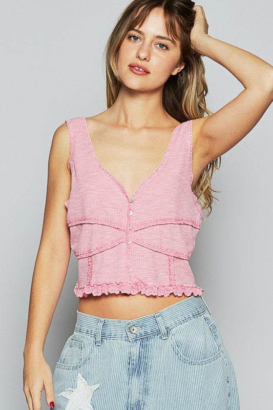 POL Lace Detail V-Neck Cropped Tank - Shop Style & More | Fresh Looks, Everyday Deals & Free Shipping