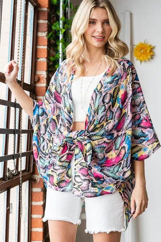 Heimish Full Size Multi Color Snake Open Cardigan Plus Size - Shop Style & More | Fresh Looks, Everyday Deals & Free Shipping