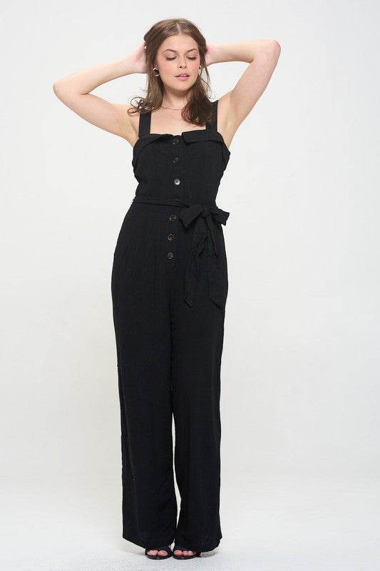 SLEEVELESS ADJUSTABLE STRAP BUTTON DOWN JUMPSUIT - Shop Style & More | Fresh Looks, Everyday Deals & Free Shipping