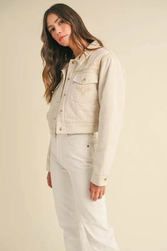 MABLE Embroidered Quilted Cropped Jacket - Shop Style & More | Fresh Looks, Everyday Deals & Free Shipping