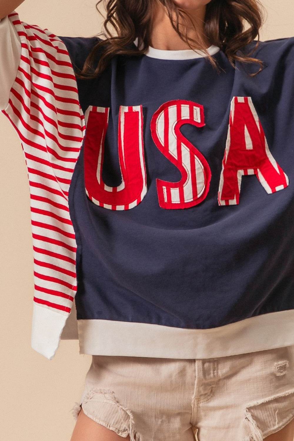 BiBi USA Letter Patchwork Contrast Short Sleeve T-Shirt - Shop Style & More | Fresh Looks, Everyday Deals & Free Shipping