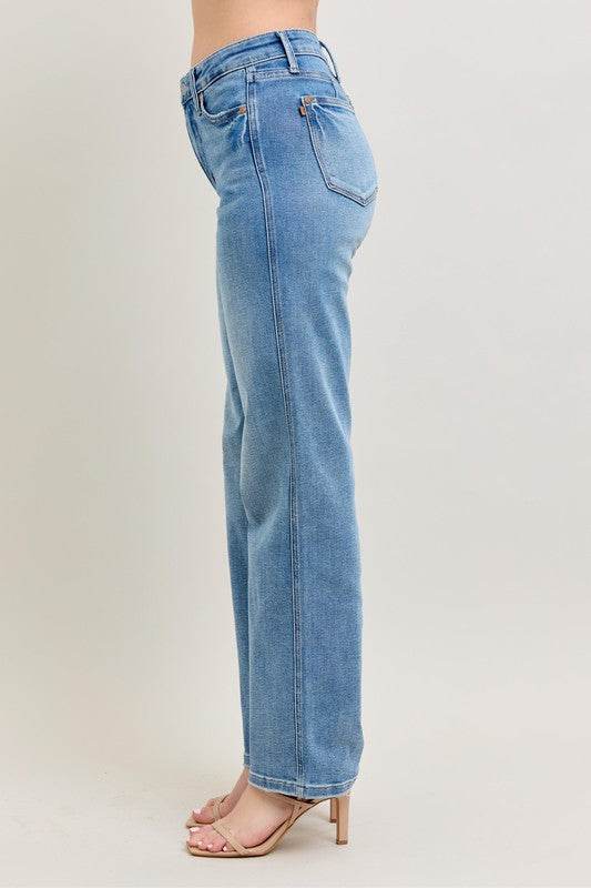Judy Blue Full Size Tummy Control Vintage Wash Straight Jeans Plus Size - Shop Style & More | Fresh Looks, Everyday Deals & Free Shipping