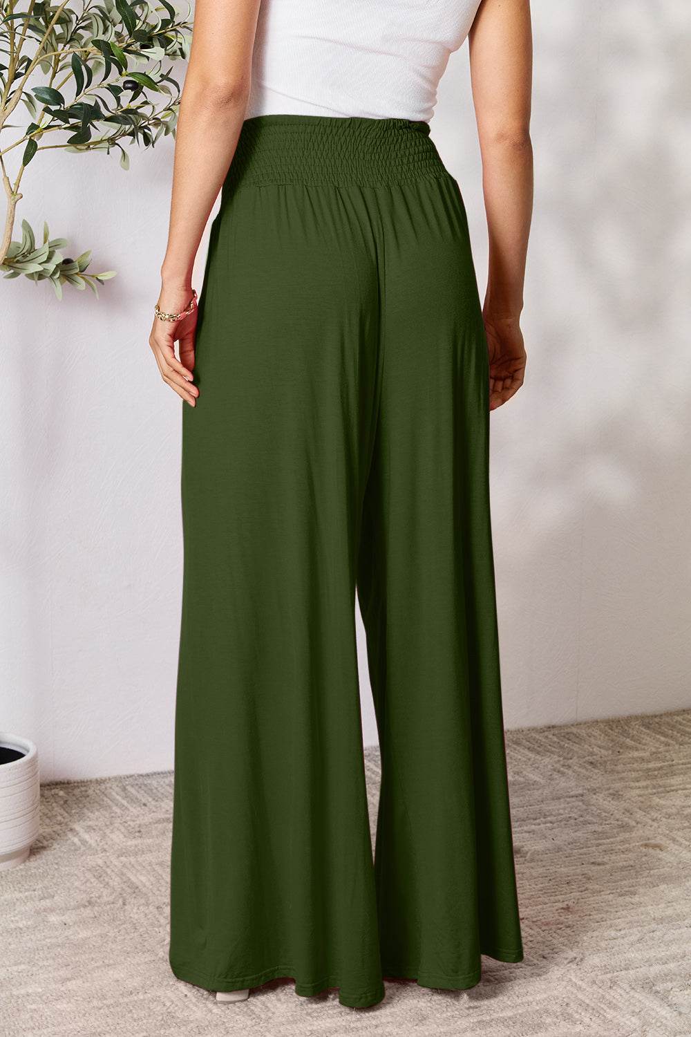 Basic Bae Full Size Smocked Wide Waistband Wide Leg Pants - Shop Style & More | Fresh Looks, Everyday Deals & Free Shipping