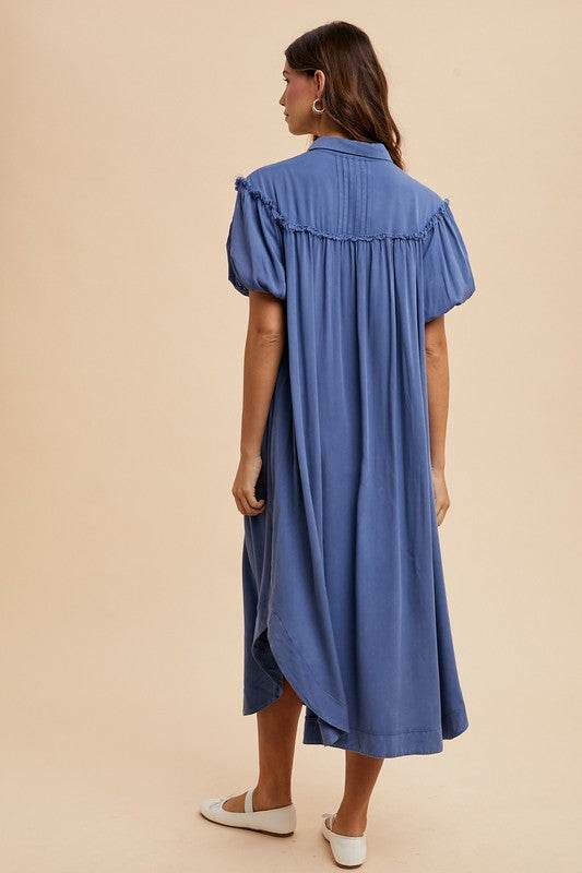Annie Wear Mineral Washed Button Down Puff Sleeve Shirt Dress - Shop Style & More | Fresh Looks, Everyday Deals & Free Shipping