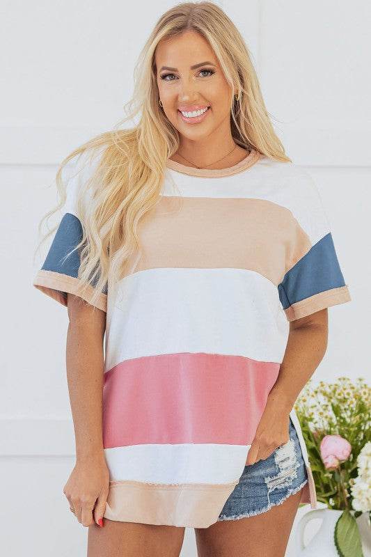 Kensley Patchwork Side Split Tunic Top - Shop Style & More | Fresh Looks, Everyday Deals & Free Shipping