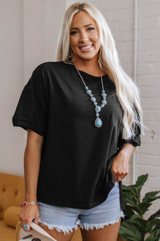Ayra Loose Half Sleeve Hi Low Hem Top - Shop Style & More | Fresh Looks, Everyday Deals & Free Shipping