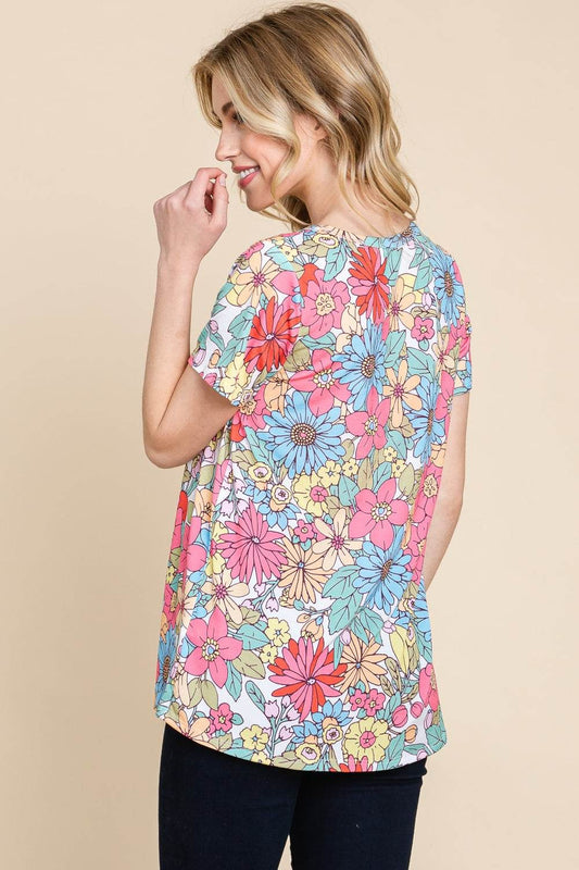BOMBOM Floral Short Sleeve T-Shirt - Shop Style & More | Fresh Looks, Everyday Deals & Free Shipping