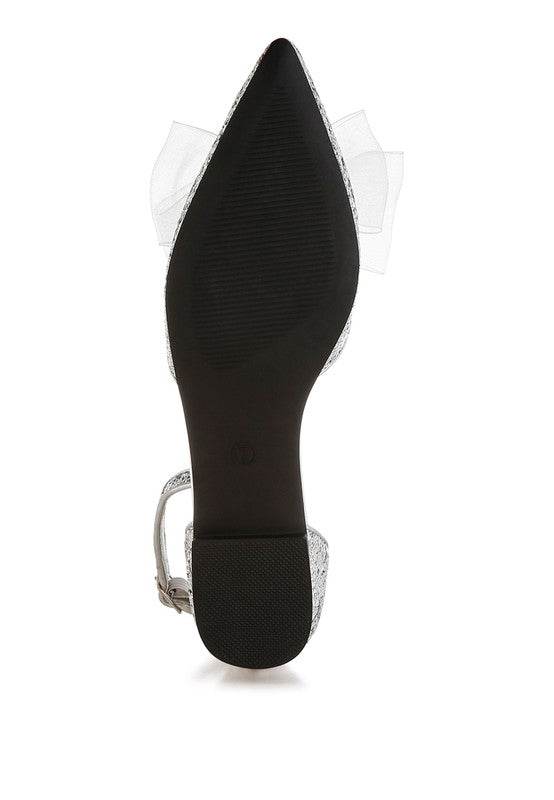 Clarice Sheer Bow Detail Glitter Flat Sandals - Shop Style & More | Fresh Looks, Everyday Deals & Free Shipping