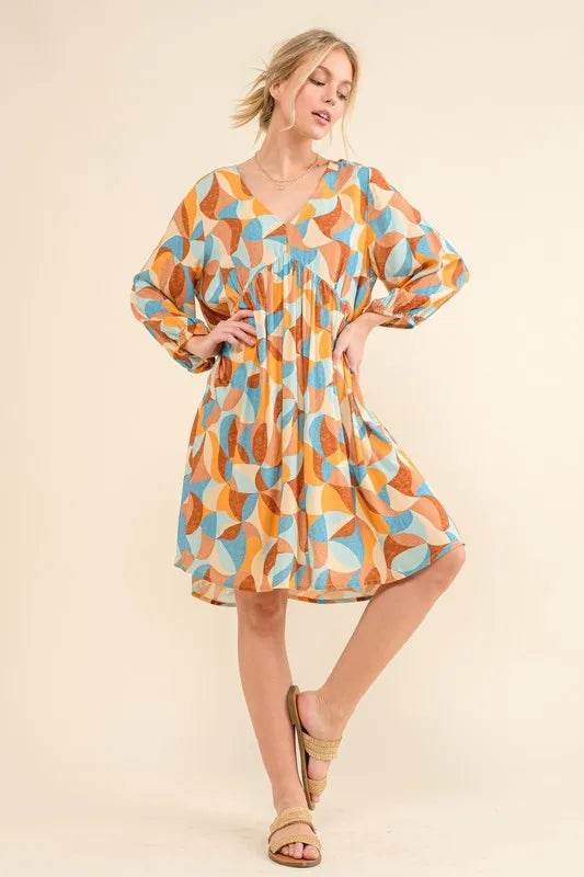 And The Why Printed Open Back Puff Sleeve Casual Dress - Shop Style & More | Fresh Looks, Everyday Deals & Free Shipping