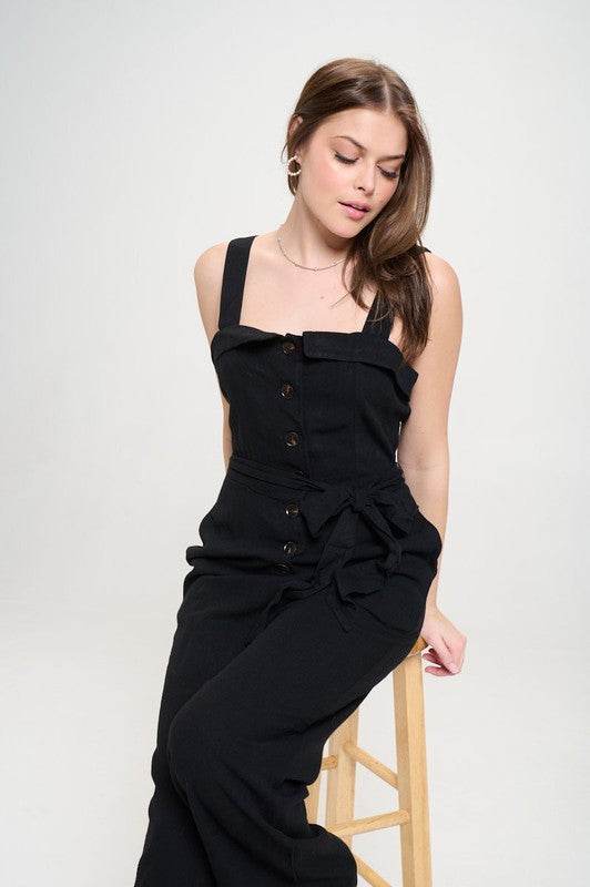 SLEEVELESS ADJUSTABLE STRAP BUTTON DOWN JUMPSUIT - Shop Style & More | Fresh Looks, Everyday Deals & Free Shipping