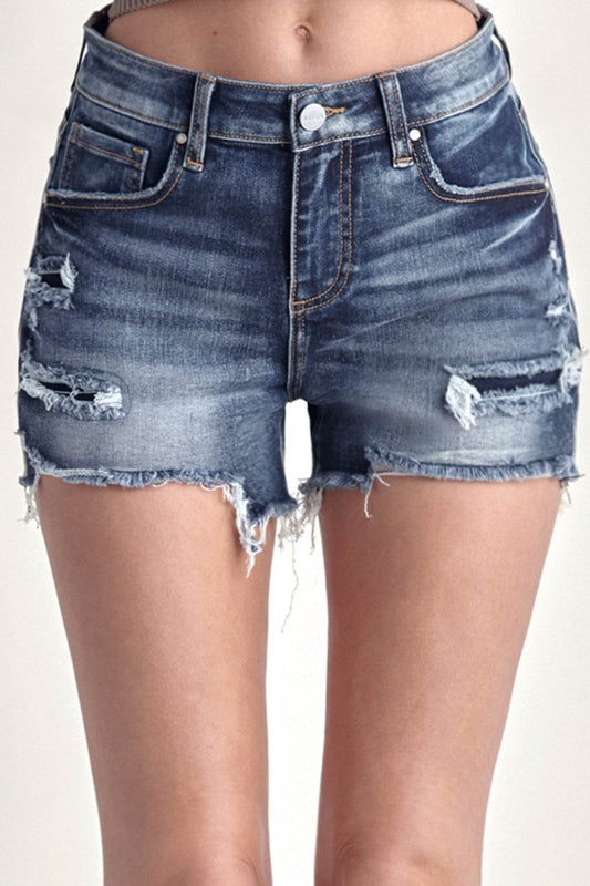 RISEN Mid Rise Raw Hem Denim Shorts - Shop Style & More | Fresh Looks, Everyday Deals & Free Shipping